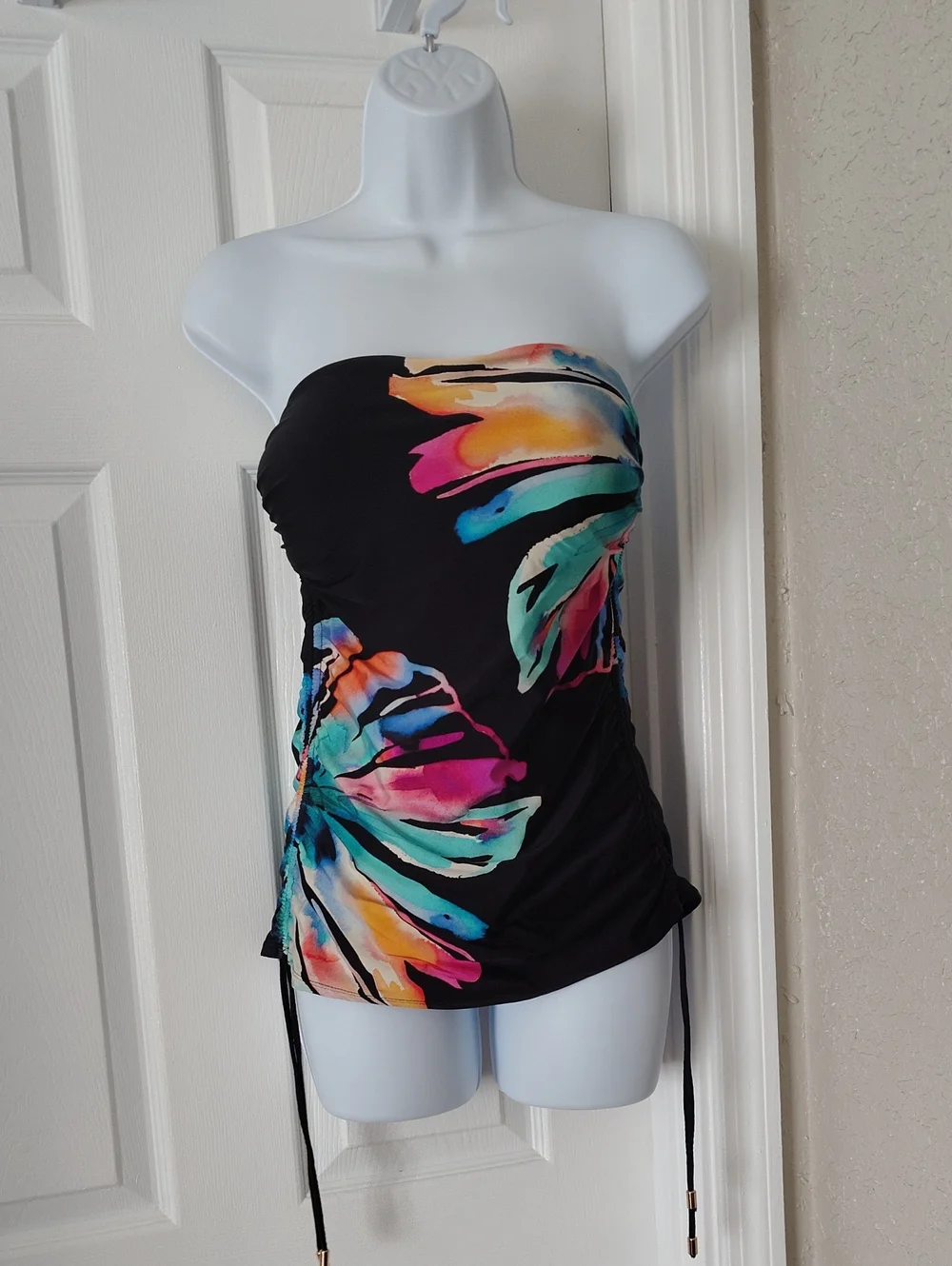 La Blanca Prism Palm Bandeau Tankini Top Size 10